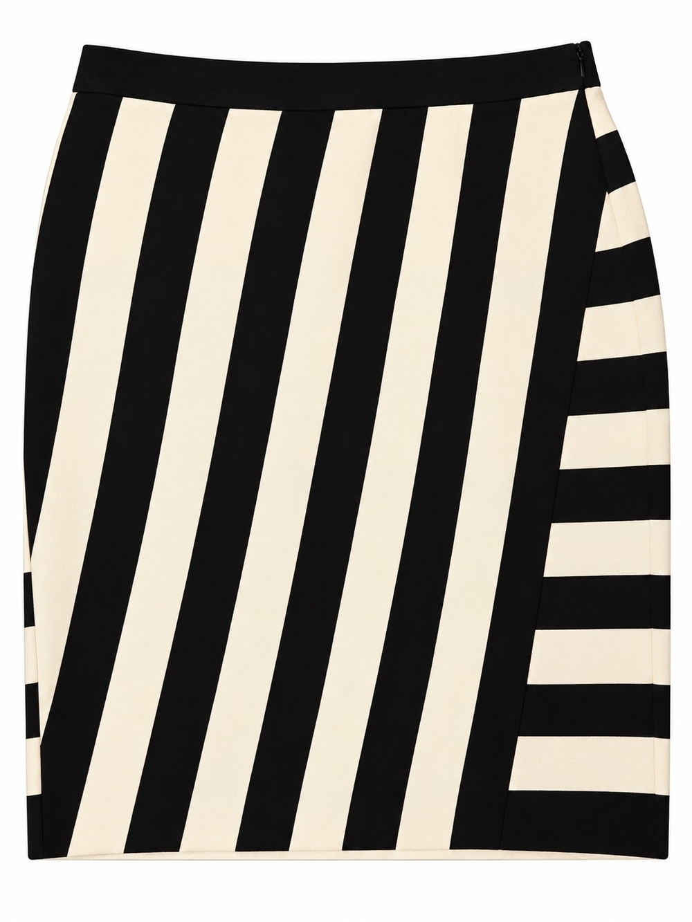 Banana Republic Black and Cream Striped Pencil Skirt